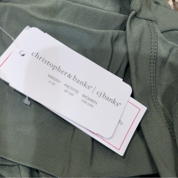 Christopher & Banks Blouse Womens Size Large 3/4 Sleeve Green Polyester Elastine - Picture 8 of 10